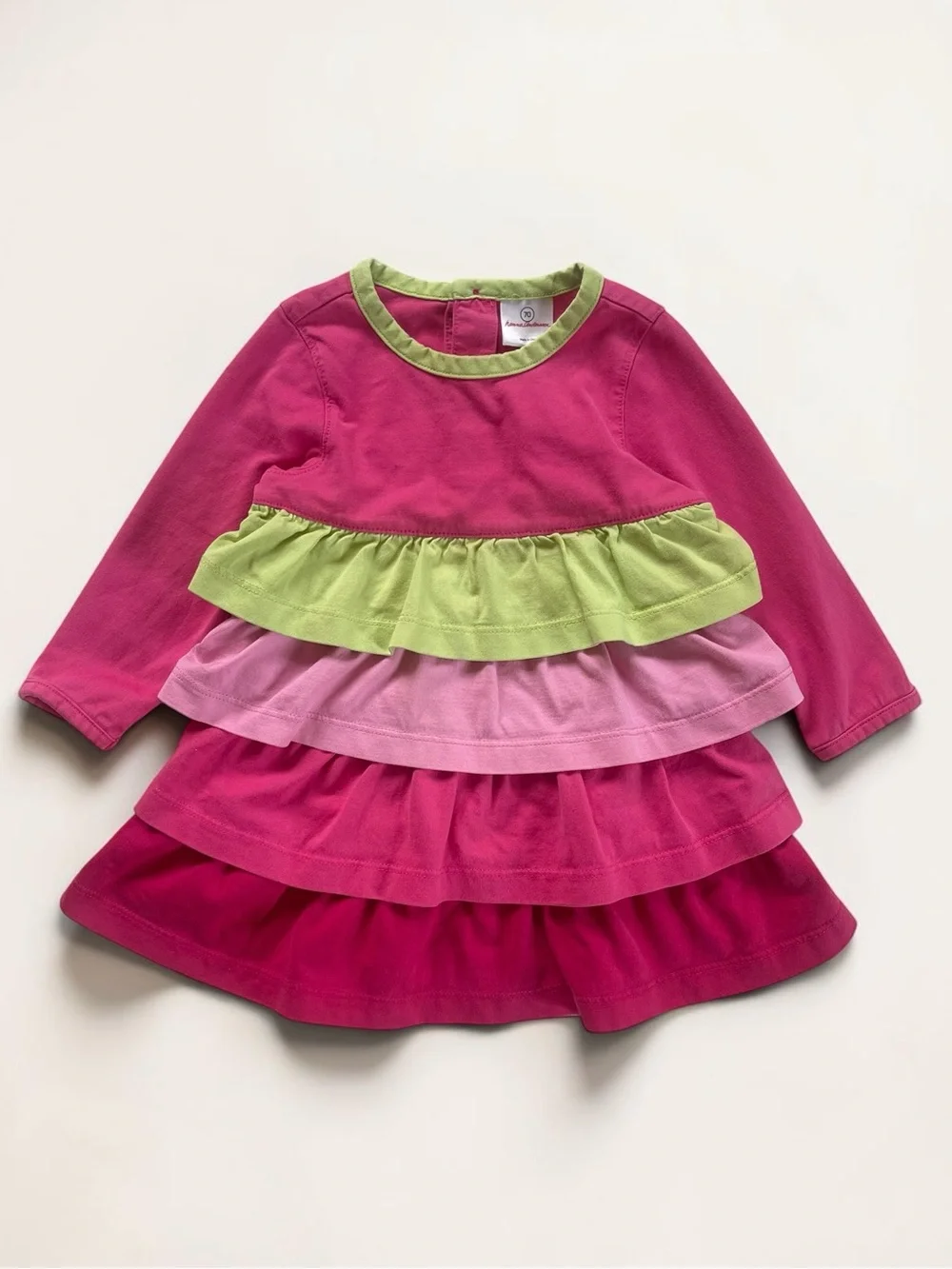 HANNA ANDERSSON VGUC Ombré Colorblock Long Sleeve Ruffle Dress
